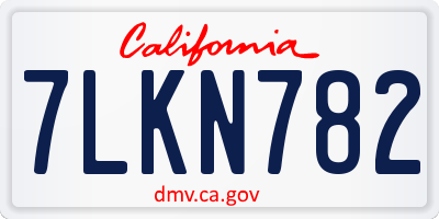 CA license plate 7LKN782