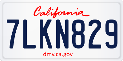 CA license plate 7LKN829