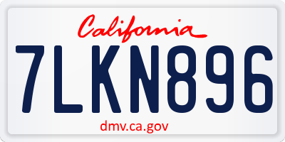 CA license plate 7LKN896