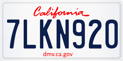 CA license plate 7LKN920