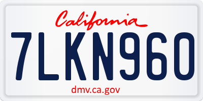 CA license plate 7LKN960