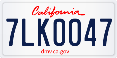 CA license plate 7LKO047