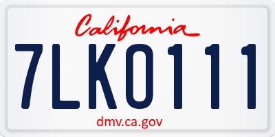 CA license plate 7LKO111