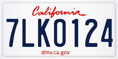 CA license plate 7LKO124