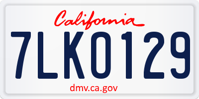 CA license plate 7LKO129