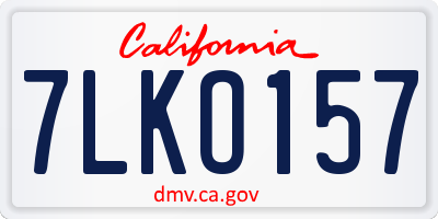 CA license plate 7LKO157