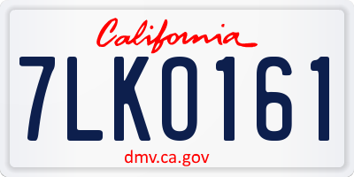 CA license plate 7LKO161