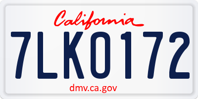 CA license plate 7LKO172