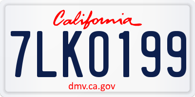 CA license plate 7LKO199