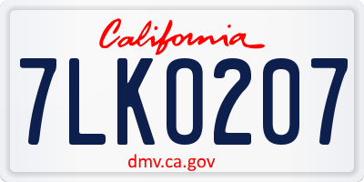 CA license plate 7LKO207