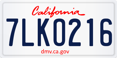 CA license plate 7LKO216