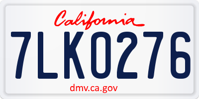 CA license plate 7LKO276