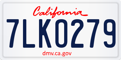 CA license plate 7LKO279