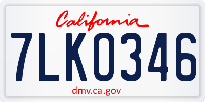 CA license plate 7LKO346