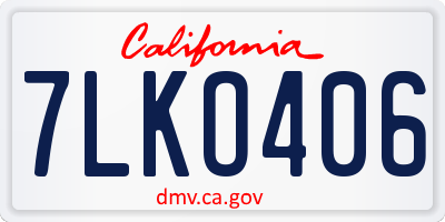 CA license plate 7LKO406