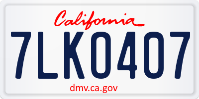 CA license plate 7LKO407