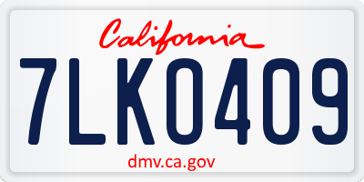 CA license plate 7LKO409