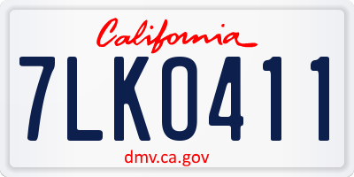 CA license plate 7LKO411