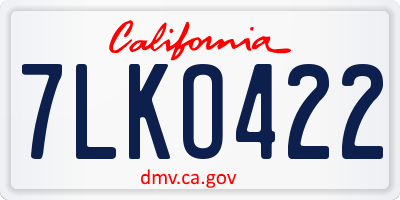 CA license plate 7LKO422