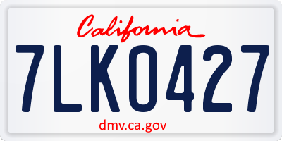 CA license plate 7LKO427