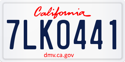 CA license plate 7LKO441