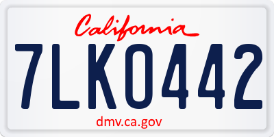CA license plate 7LKO442