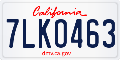CA license plate 7LKO463