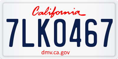 CA license plate 7LKO467