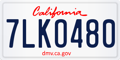 CA license plate 7LKO480