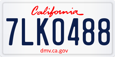 CA license plate 7LKO488