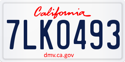 CA license plate 7LKO493