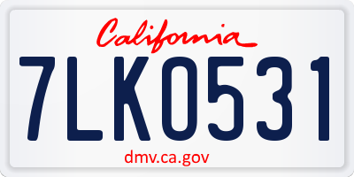 CA license plate 7LKO531