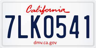 CA license plate 7LKO541