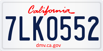 CA license plate 7LKO552