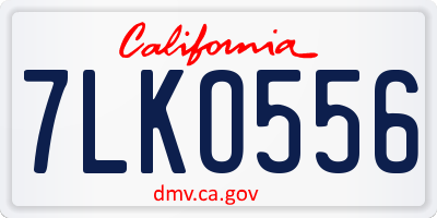 CA license plate 7LKO556