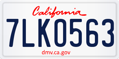 CA license plate 7LKO563