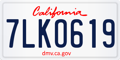 CA license plate 7LKO619
