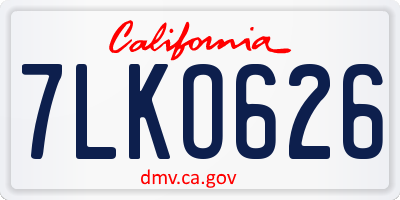 CA license plate 7LKO626