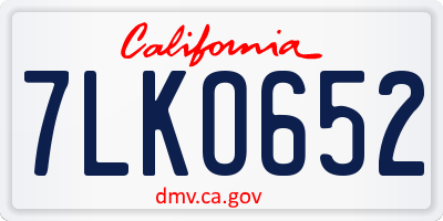 CA license plate 7LKO652