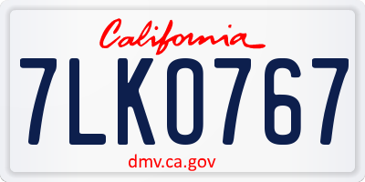 CA license plate 7LKO767