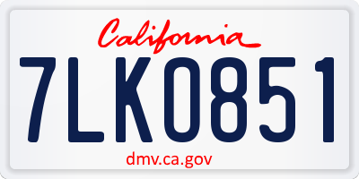 CA license plate 7LKO851