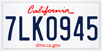 CA license plate 7LKO945