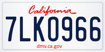 CA license plate 7LKO966