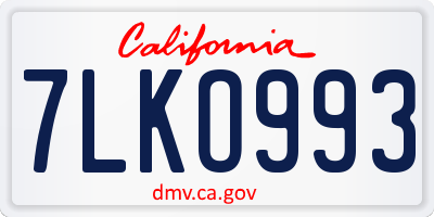 CA license plate 7LKO993