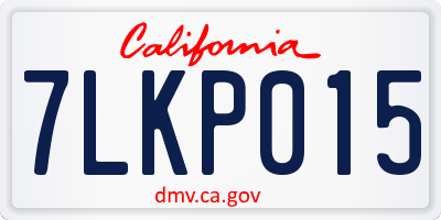 CA license plate 7LKP015