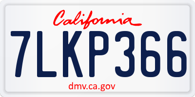 CA license plate 7LKP366