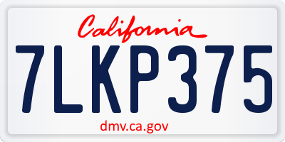CA license plate 7LKP375