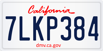 CA license plate 7LKP384