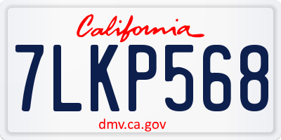 CA license plate 7LKP568