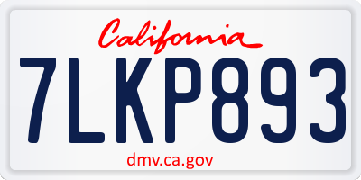 CA license plate 7LKP893